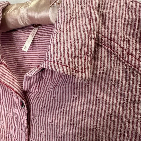 Free People No Limits Red Stripe Long Sleeve Button Up Size XS - Picture 6 of 6